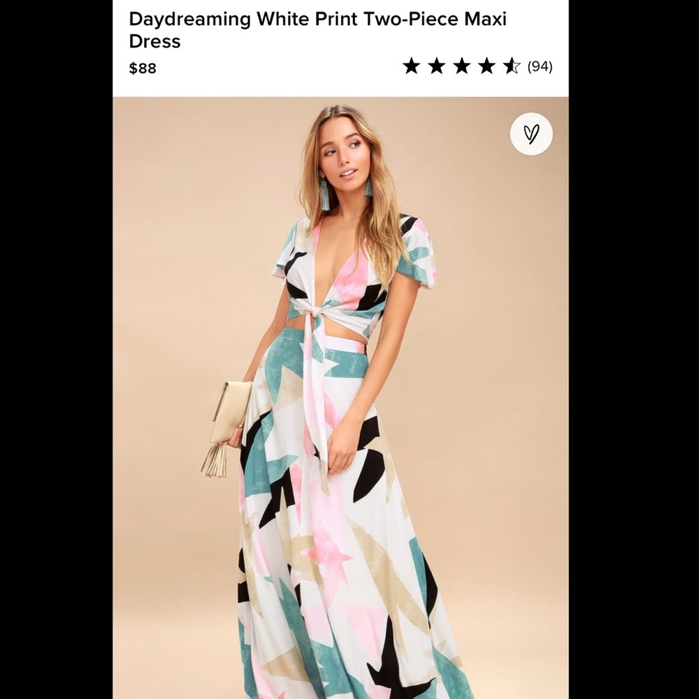 White Print Two-Piece Maxi Dress